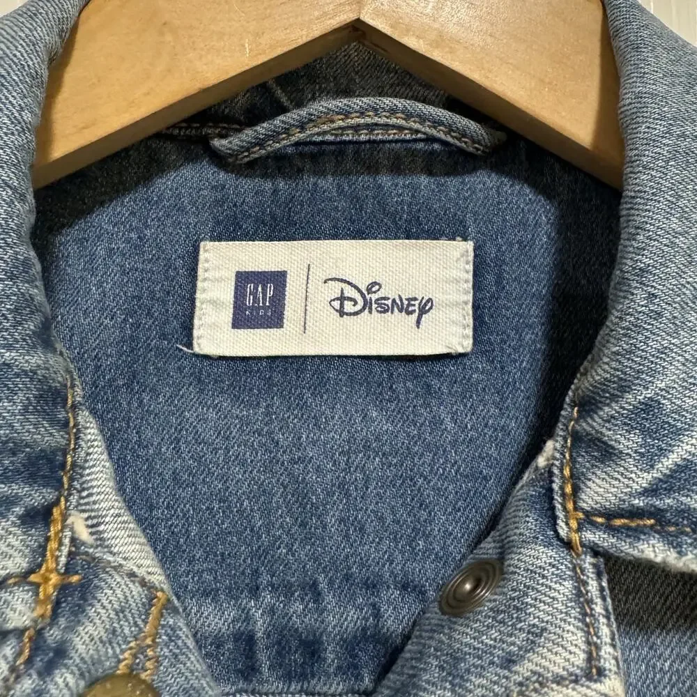 Disney Gap Girls M 8-9  Blue Cotton Long Sleeve Mickey Button Front Denim Jacket